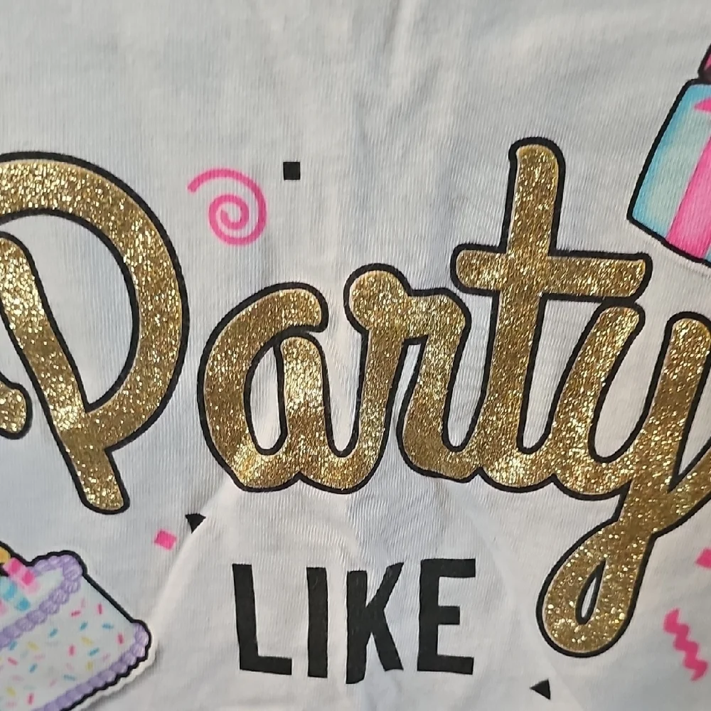 Justice Girls White Birthday T-Shirt Size 10